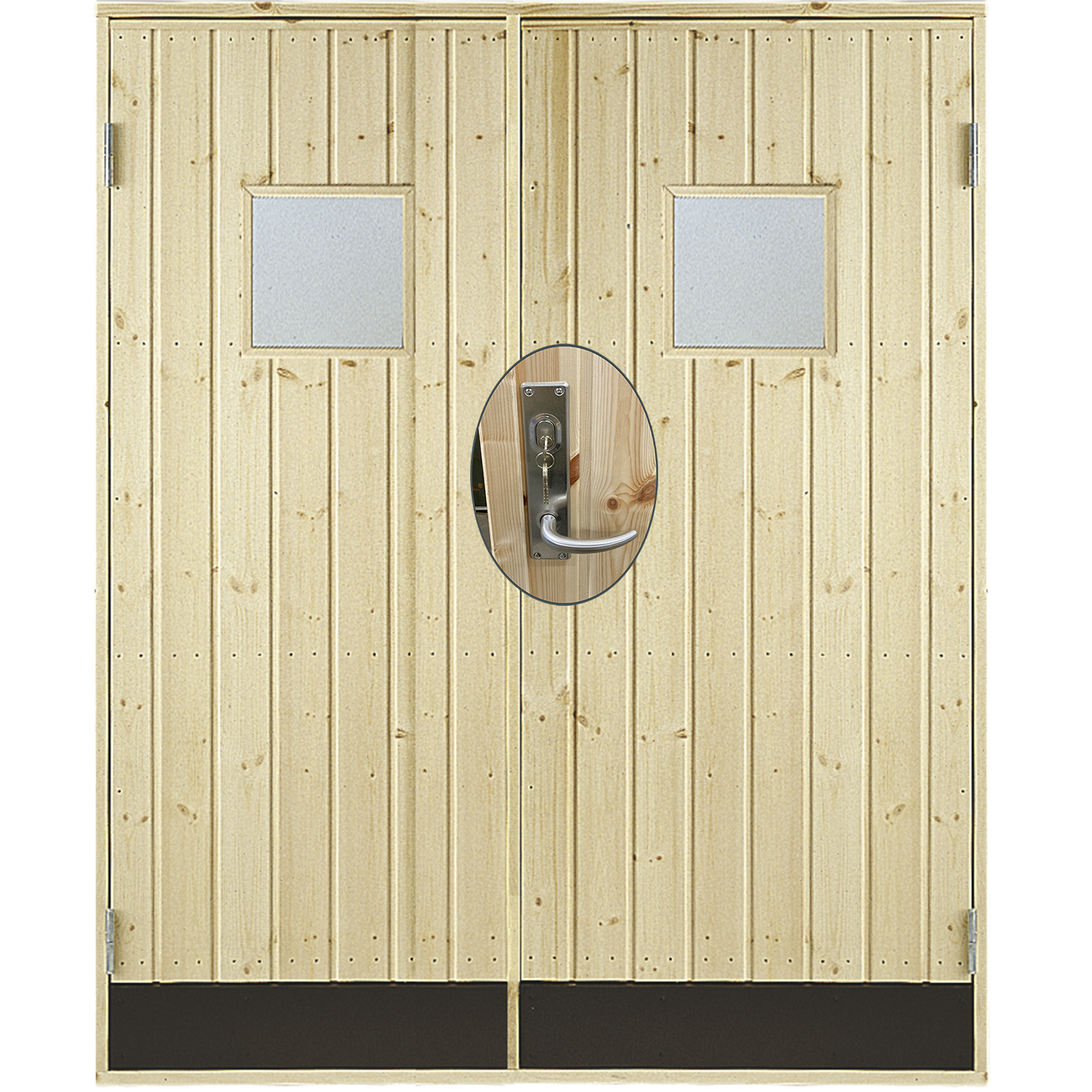 Dbl. udhusdør panel m/vindue inkl. karm/montagesæt - HU - 151,2×187,8 cm