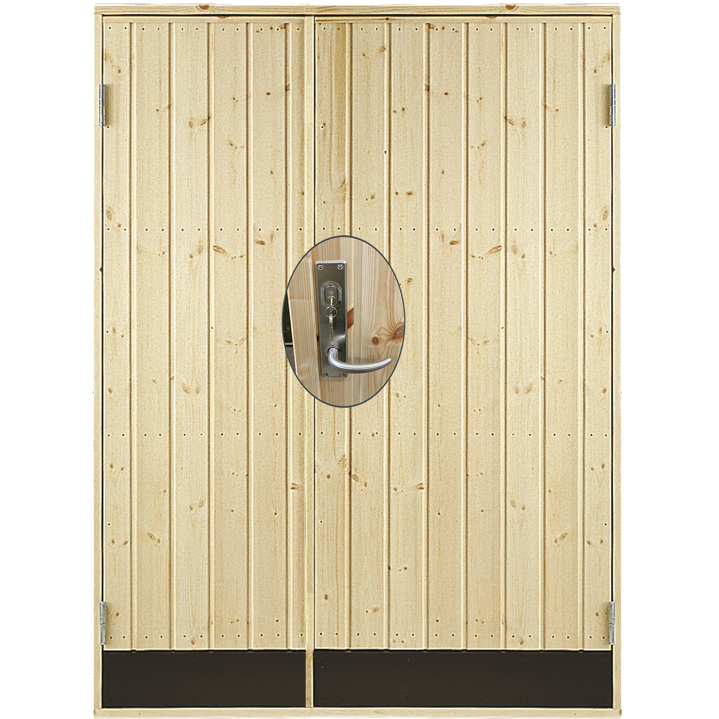 Dobbelt udhusdør panel inkl. karm/montagesæt - HU - 127,8×197,8 cm 