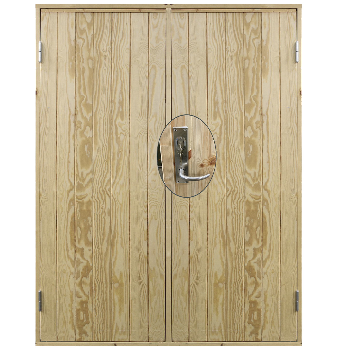 Dobbelt udhusdør plywood inkl. karm/montagesæt - HU - 151,2×197,8 cm
