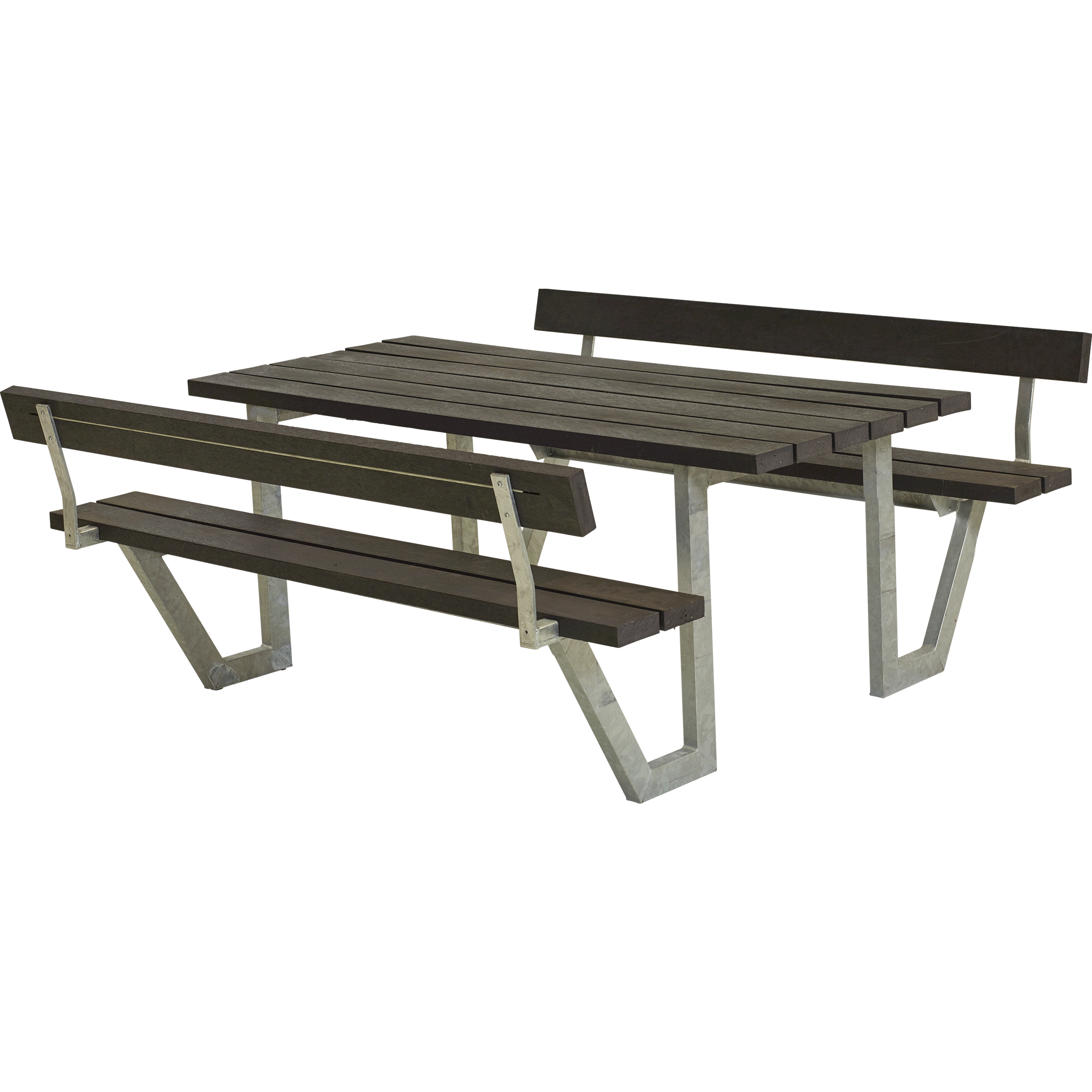 Wega Bord/Bænkesæt m/2 ryglæn - 177 cm - ReTex - Sort