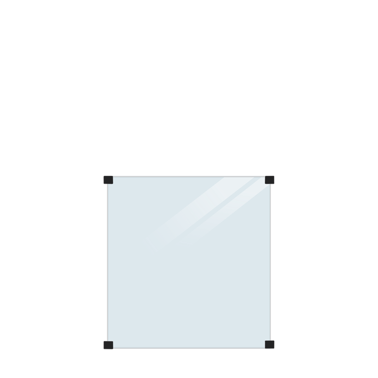 Hærdet Glashegn - Klar til runde stolper - 90x91 cm 