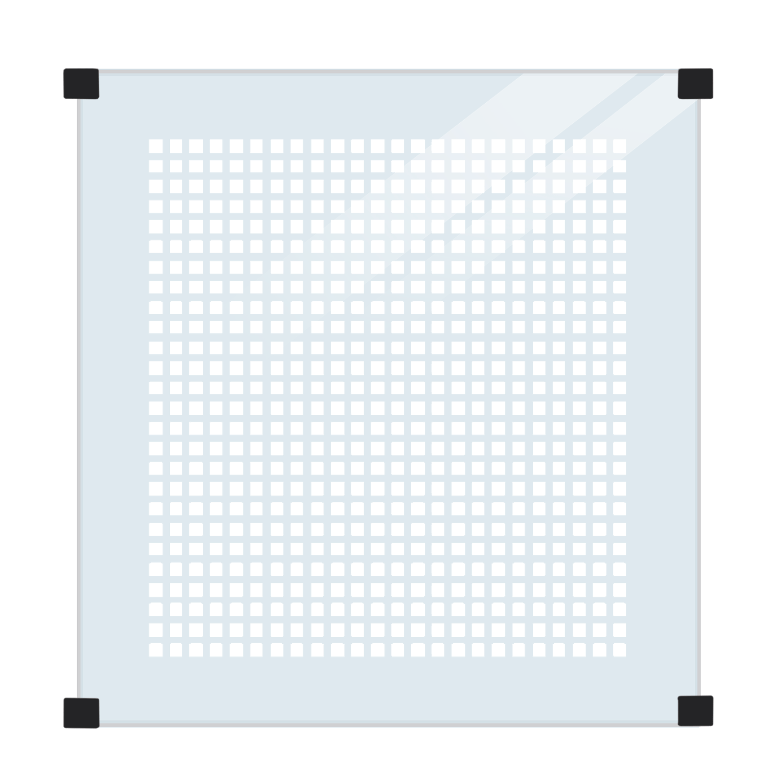 Hærdet Glashegn - m/frostede felter til runde stolper  - 90x91 cm