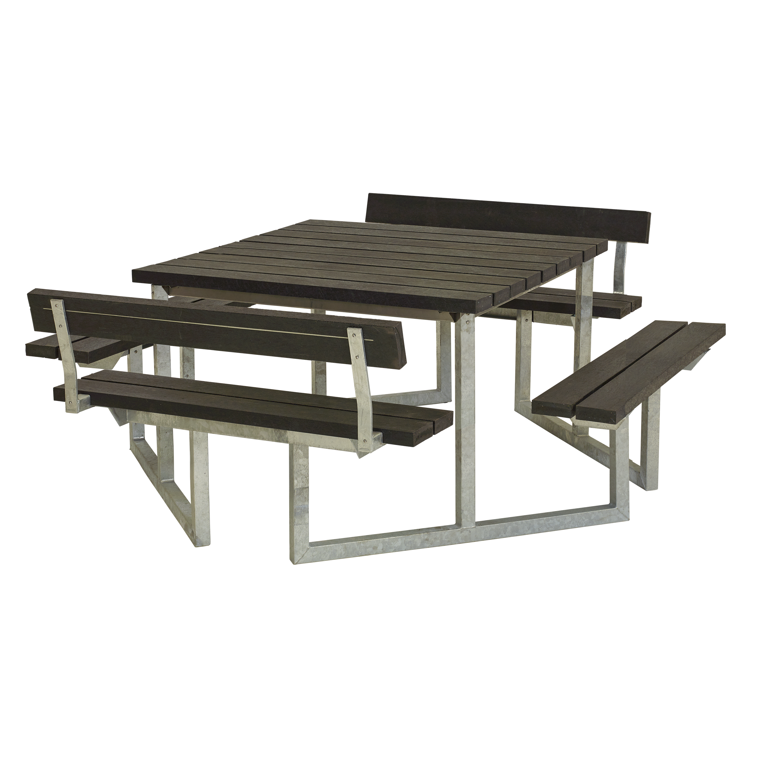 Twist Bord/Bænkesæt m/2 ryglæn - 204 cm - RePlast - Sort
